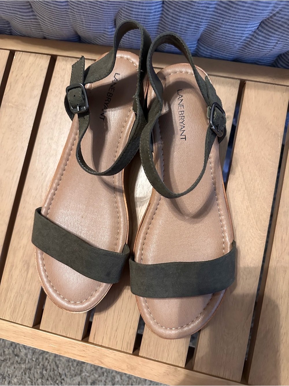 Lane Bryant Olive Suede Slingback Wedges